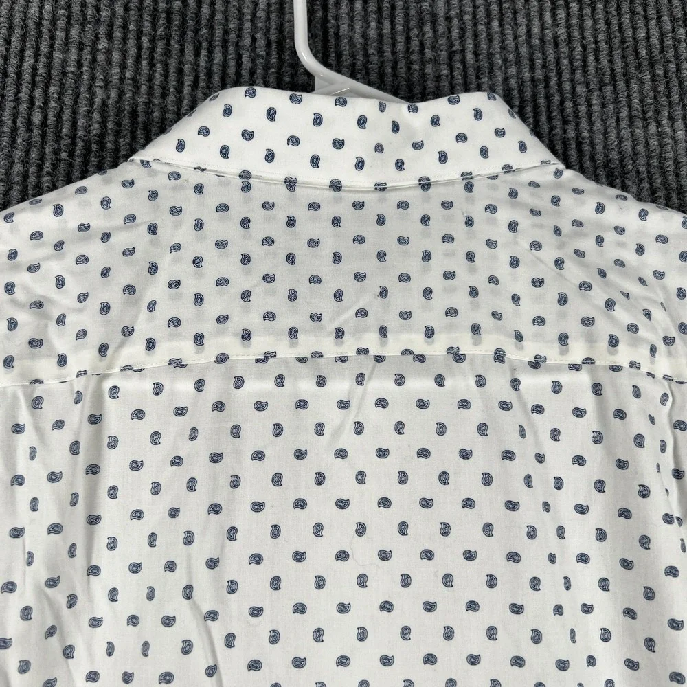 Banana Republic‎ Shirt Mens XL Extra Large White Geometric Button Up Slim Fit
